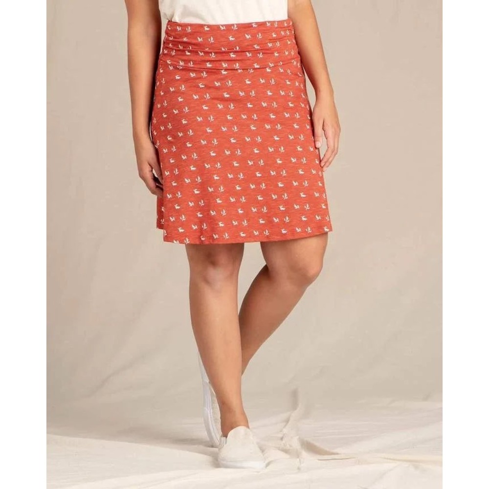 Toad & Co Chaka Skirt Size M Rust Orange Floral Print A Line Pull On Skirt